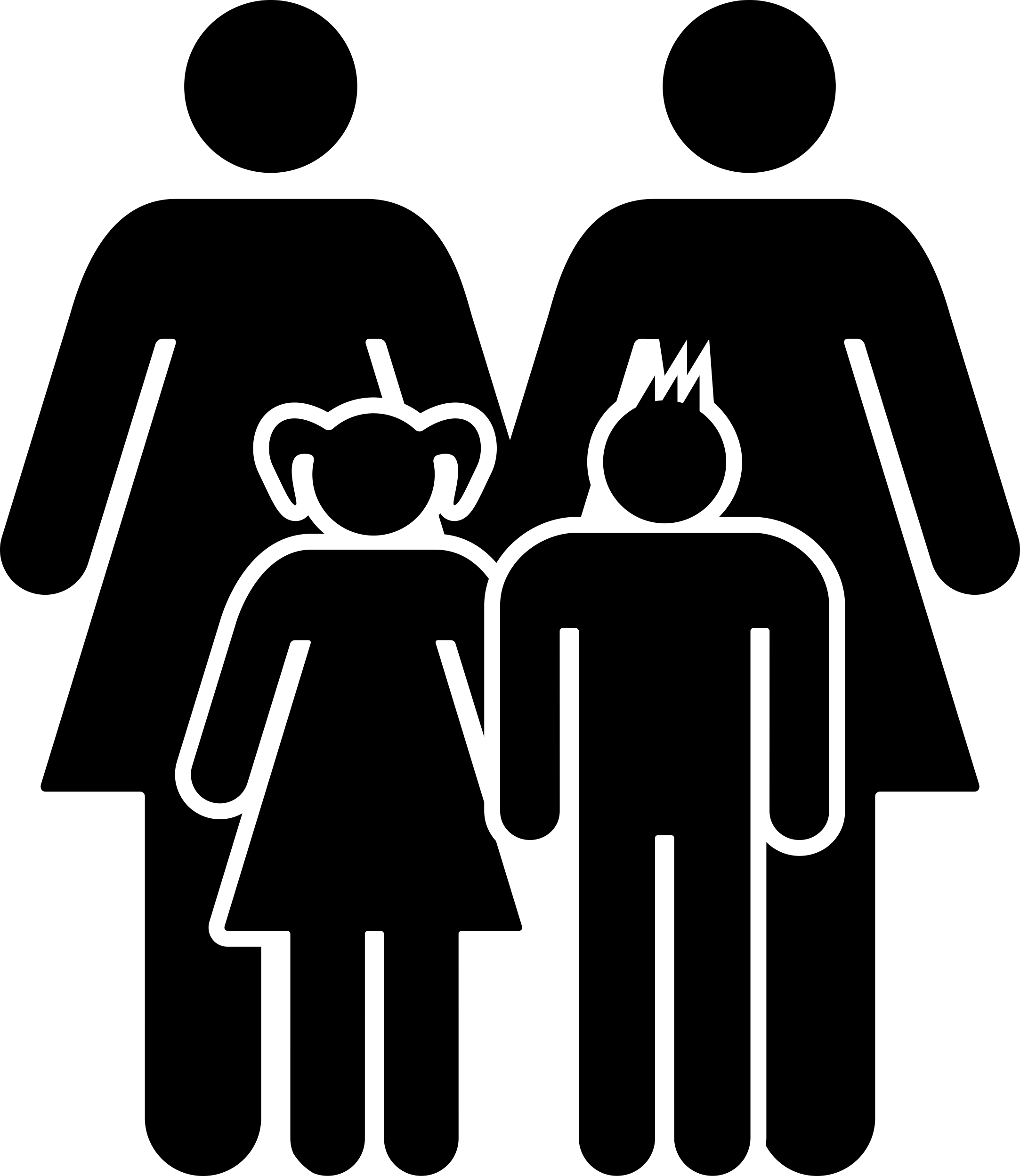 Familiar Group With Two Mothers And Childs Outline Icon Svg Set Free Vectors